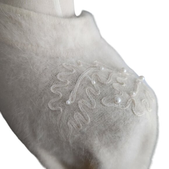 Vintage Belldini Angora Blend Cream Cardigan Sweater - Picture 7 of 10